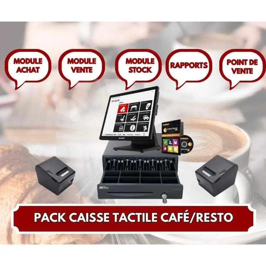 PACK CAISSE TACTILE CAFE + 2 IMPRIMANTE