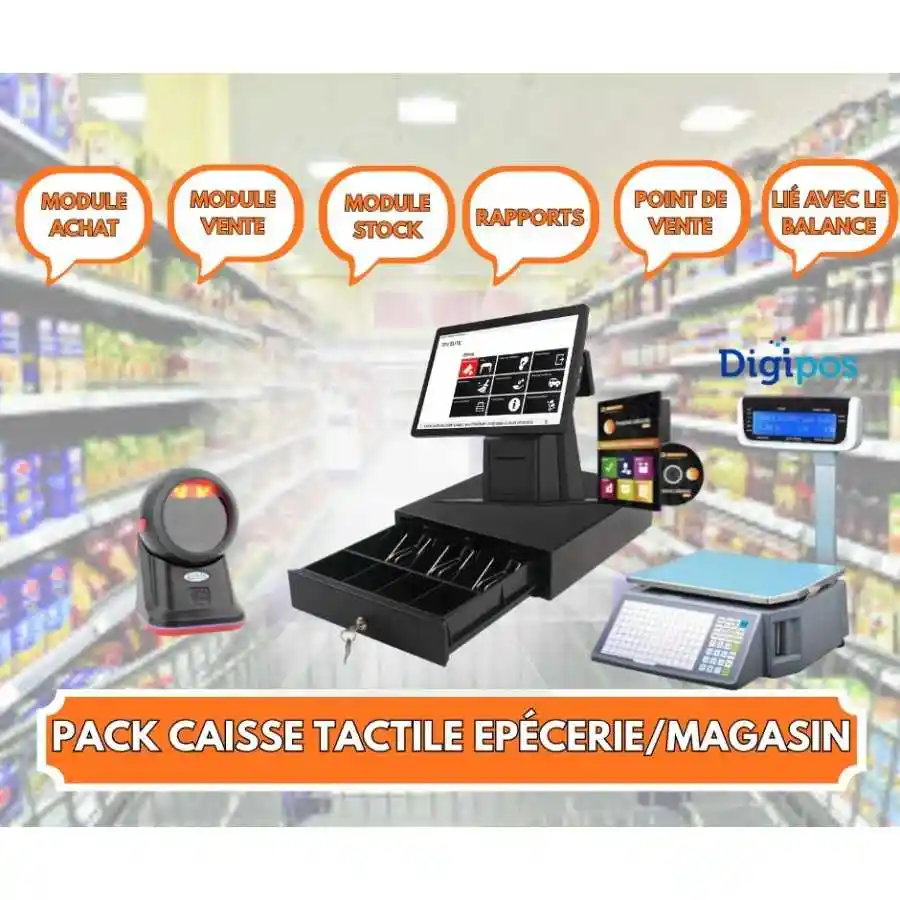 Pack épicerie avec balance DIGIPOS + SCANNER CODE BARRE
