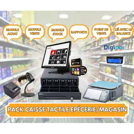 PACK CAISSE TACTILE EPICERIE/MAGASIN AVEC DOUCHETTE 2D