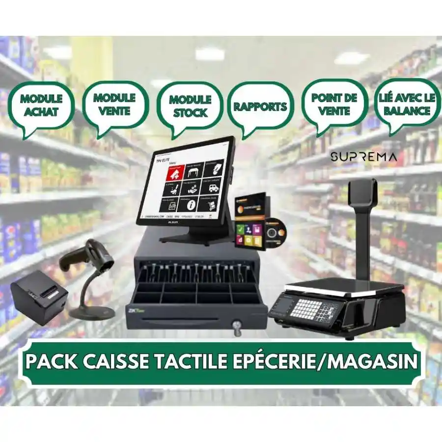 PACK CAISSE TACTILE EPICERIE BALANCE SUPREMA DOUCHETTE 2D